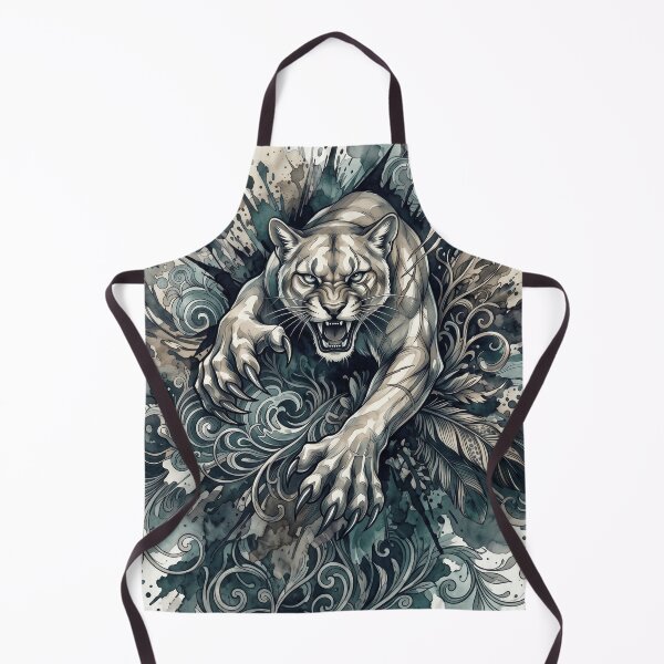 Item preview, Roaring Panther Watercolor Ink Drawing designed and sold by MarCinu Art.