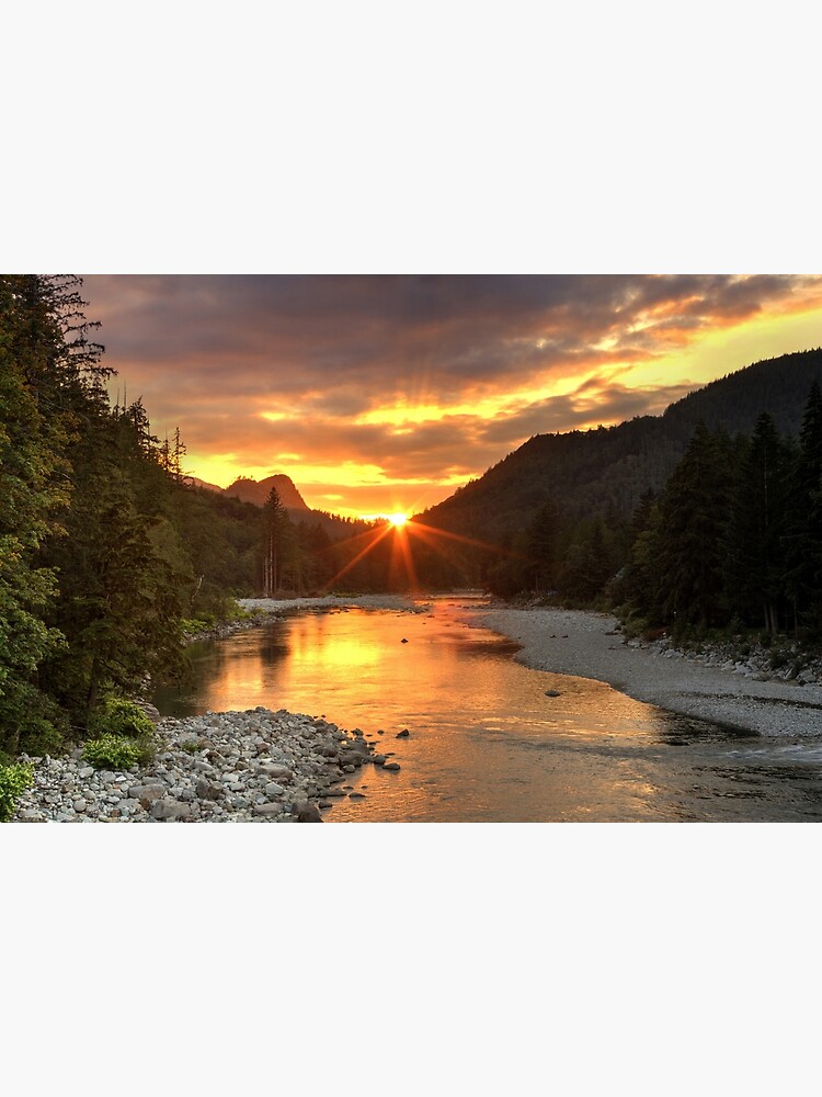 "Sunset on Skykomish River in Index, Washington" Photographic Print for