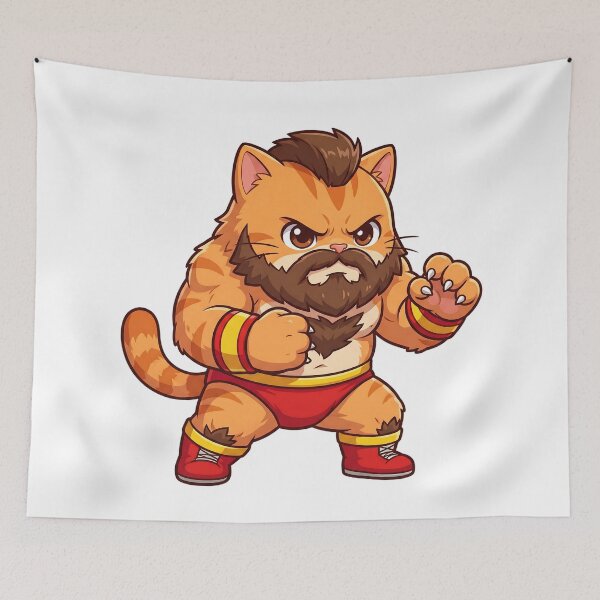 Item preview, Cute Wrestling Cat Fighter Cartoon designed and sold by CuteKats.