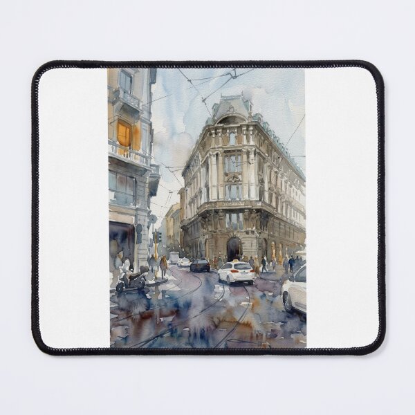 Item preview, Milan Rainy Street Watercolor designed and sold by caracatita75.