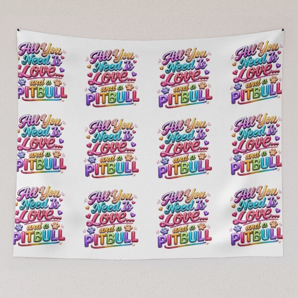 Item preview, All  you Need is Love and a Pitbull Colorful Metallic Bubble Letters designed and sold by My Pitbull Place.