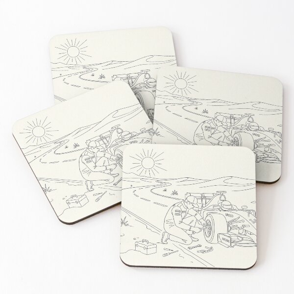 Item preview, F1 Car Breakdown in the Desert – Line Art Illustration designed and sold by ticzla95.