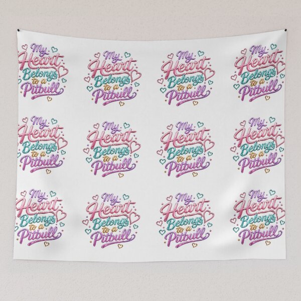 Item preview, My Heart  Belongs to a Pitbull  Script Pastel Colors  designed and sold by My Pitbull Place.