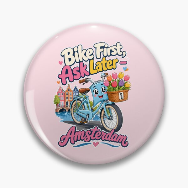 Item preview, Bike First, Ask Later Amsterdam — Cute Dutch Bicycle & Tulips Travel Design designed and sold by Balasan.