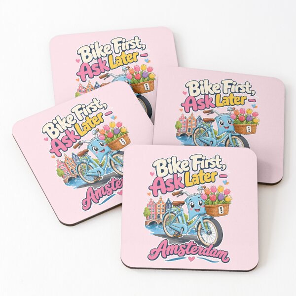 Item preview, Bike First, Ask Later Amsterdam — Cute Dutch Bicycle & Tulips Travel Design designed and sold by Balasan.