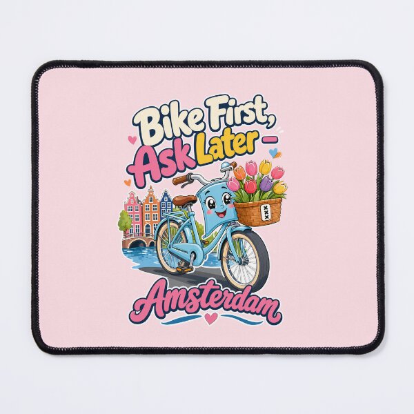 Item preview, Bike First, Ask Later Amsterdam — Cute Dutch Bicycle & Tulips Travel Design designed and sold by Balasan.