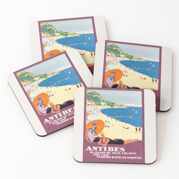 Item preview, Antibes Vintage Travel Poster - 1928 French Riviera Art Deco Beach Print designed and sold by BestVarieties.
