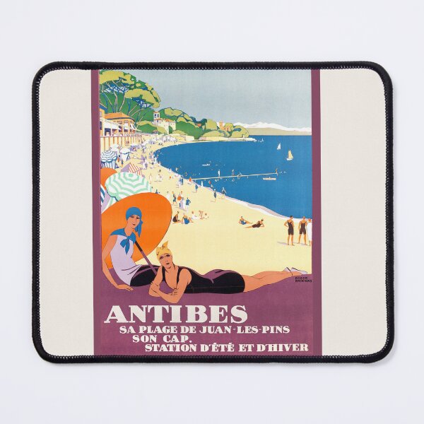 Item preview, Antibes Vintage Travel Poster - 1928 French Riviera Art Deco Beach Print designed and sold by BestVarieties.