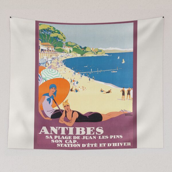 Item preview, Antibes Vintage Travel Poster - 1928 French Riviera Art Deco Beach Print designed and sold by BestVarieties.
