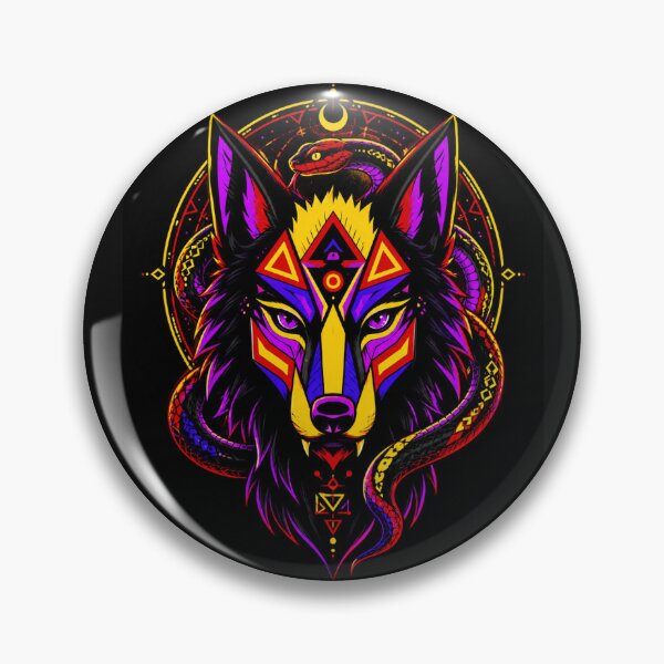 Item preview, Sacred Neon Wolf Serpent Totem designed and sold by ZunZunArt.