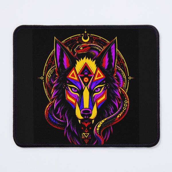 Item preview, Sacred Neon Wolf Serpent Totem designed and sold by ZunZunArt.