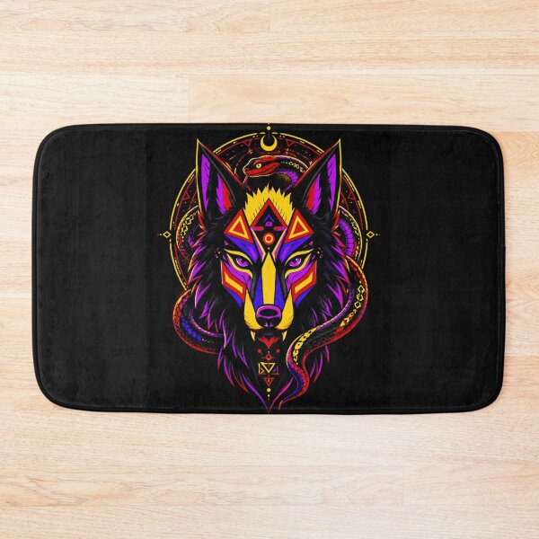 Item preview, Sacred Neon Wolf Serpent Totem designed and sold by ZunZunArt.