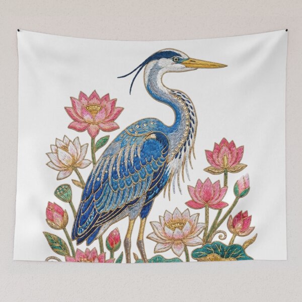 Item preview, The egret and the lotus flower designed and sold by PP&RAINBOW SHOP.