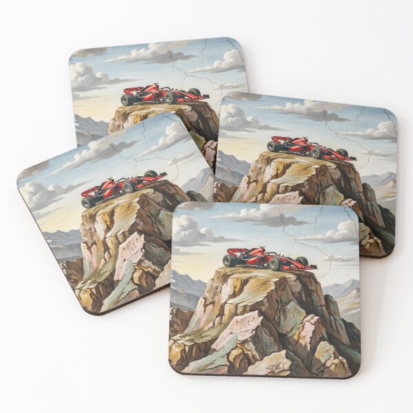 Item preview, Red F1 Car on Mountain Peak – Cracked Fresco Painting designed and sold by ticzla95.