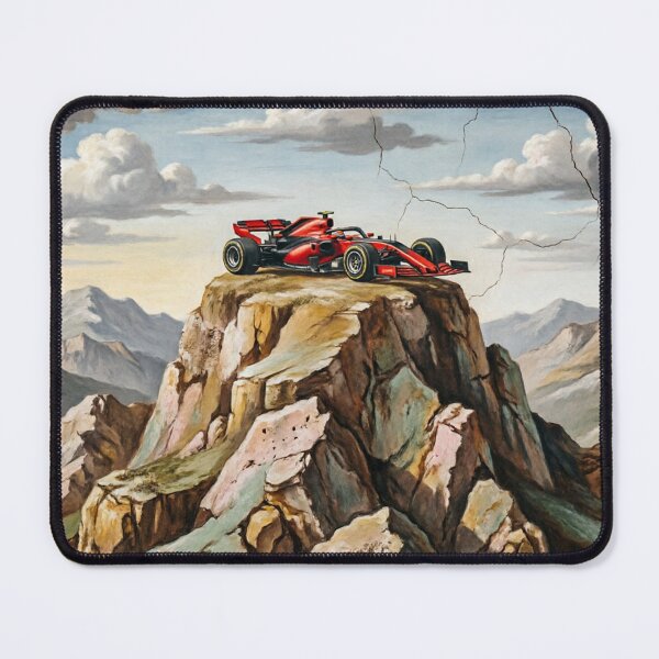 Item preview, Red F1 Car on Mountain Peak – Cracked Fresco Painting designed and sold by ticzla95.