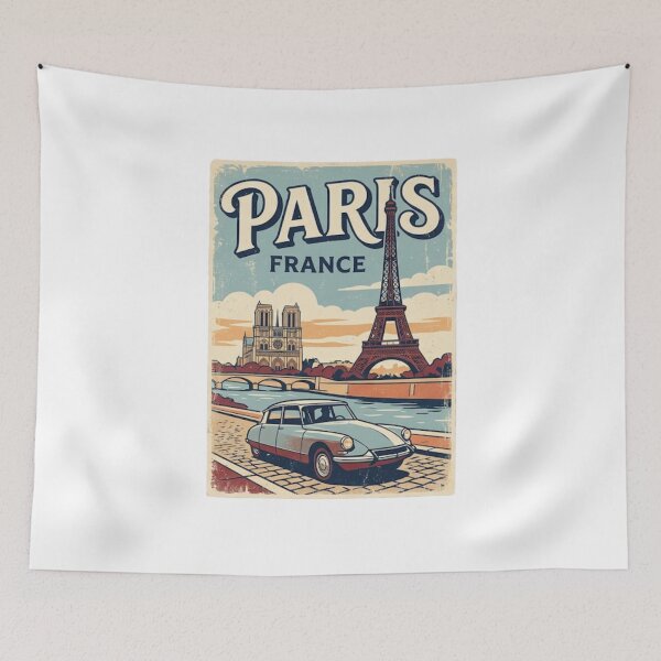 Item preview, Vintage Paris Retro 1970s Travel Poster Illustration designed and sold by VelvetArchives.