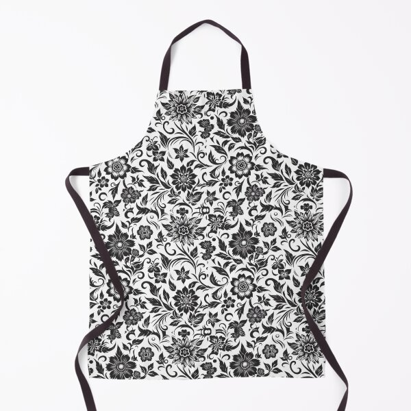Item preview, Black White Folk Floral Pattern Art designed and sold by Apex Designs.