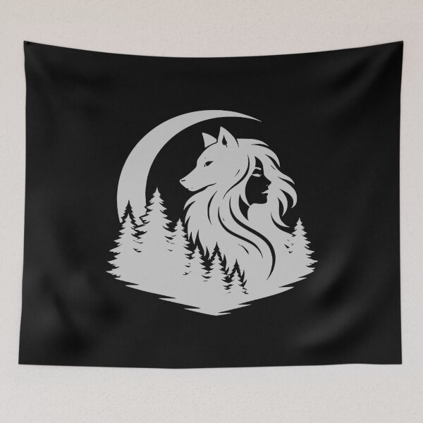 Item preview, Silver Vilkmerge Wolf Maiden Silhouette designed and sold by EimSol.