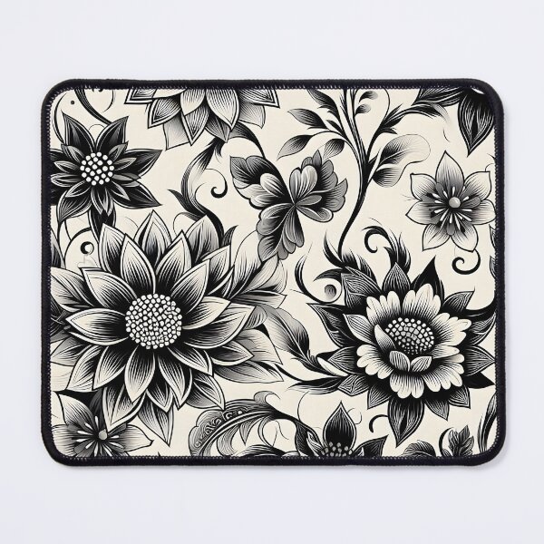 Item preview, Black White Botanical Folk Pattern Art designed and sold by Apex Designs.