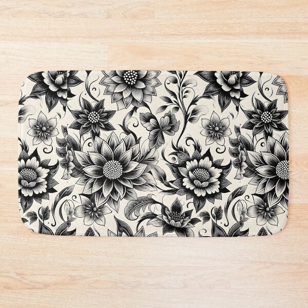Item preview, Black White Botanical Folk Pattern Art designed and sold by Apex Designs.