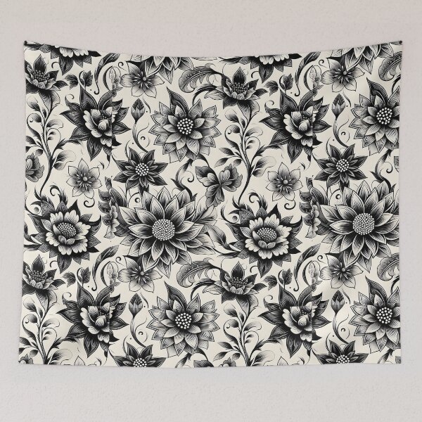 Item preview, Black White Botanical Folk Pattern Art designed and sold by Apex Designs.