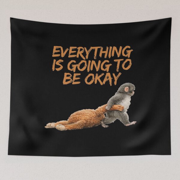 Item preview, Everything Is Going To Be Okay Funny Relatable Baby Monkey designed and sold by Ali-printshop.