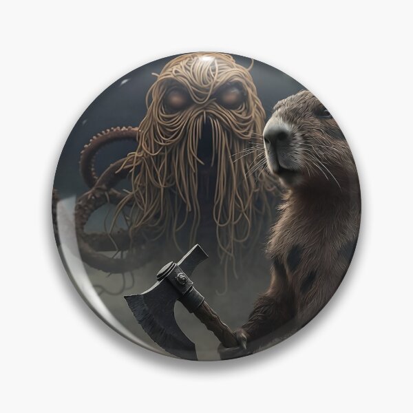 Item preview, Flying Spaghetti Monster vs Capybarbarian – Dark Fantasy Cosmic Battle Art designed and sold by FatalMiaoooo.