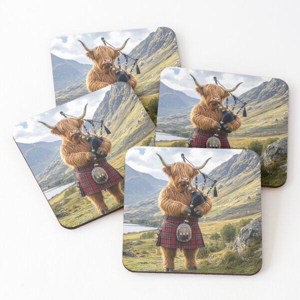 Item preview, Scottish Highland Cow Playing the Bagpipes designed and sold by Maria Dryfhout.