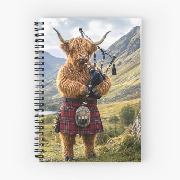 Item preview, Scottish Highland Cow Playing the Bagpipes designed and sold by Maria Dryfhout.