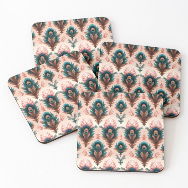 Item preview, Elegant Peacock Feather Pattern with Pink Floral Accents designed and sold by semenol.