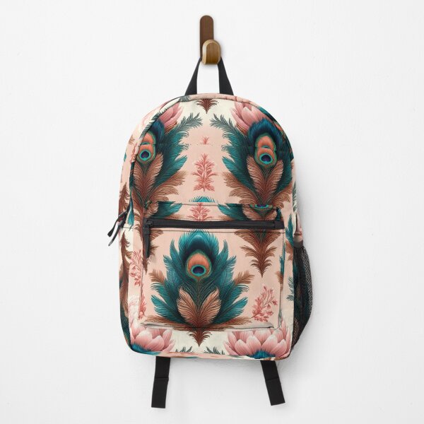 Item preview, Elegant Peacock Feather Pattern with Pink Floral Accents designed and sold by semenol.