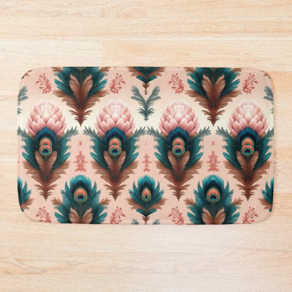 Item preview, Elegant Peacock Feather Pattern with Pink Floral Accents designed and sold by semenol.