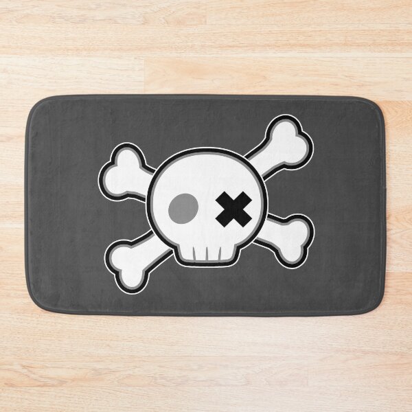 Item preview, Grey White Emo Punk Cartoon Skull Crossbones designed and sold by MIMIWIWI.