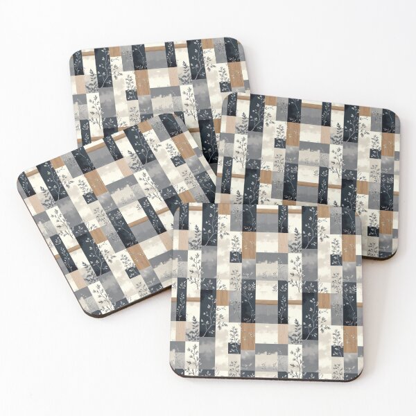 Item preview, Modern Checkered Plant Pattern with Minimalist Botanical Squares designed and sold by semenol.