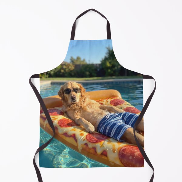Item preview, Golden Retriever on a Pizza Slick Pool Mattress designed and sold by Maria Dryfhout.