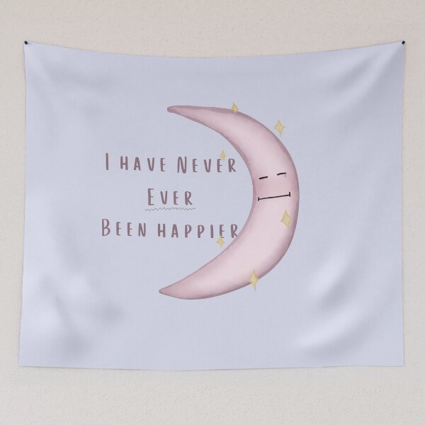 Item preview, I Have Never Ever Been Happier — Dark Cute Moon Illustration designed and sold by Reverber.arting.