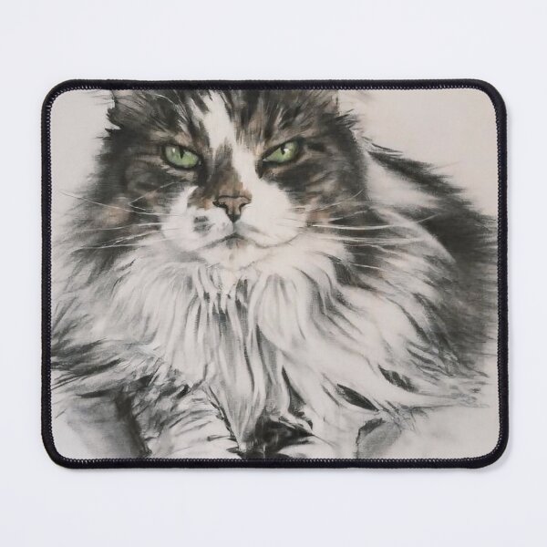 Item preview, Gizmo the Cat Charcoal Portrait with Gold Accents designed and sold by CiaraCharcoal.