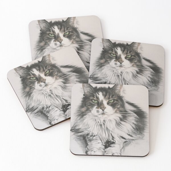 Item preview, Gizmo the Cat Charcoal Portrait with Gold Accents designed and sold by CiaraCharcoal.