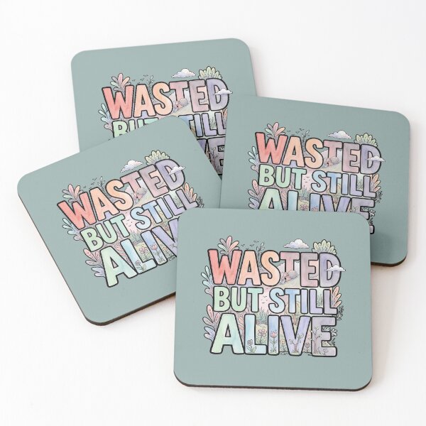 Item preview, Minimalist Wasted But Still Alive Watercolor Gamer Text designed and sold by MarCinu Art.