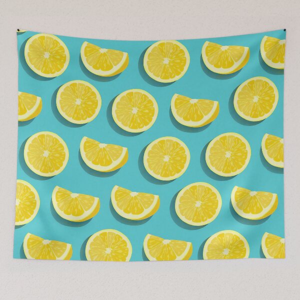 Item preview, Lemon Slices Seamless Pattern - Summer Citrus Teal Art designed and sold by LiFFYSTYLE.