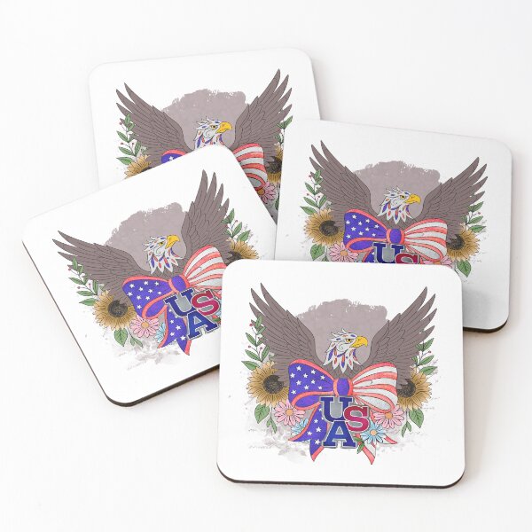 Item preview, USA Eagle Patriotic Bow Sunflower Design – Warm Gray Watercolor designed and sold by therealkbyers.