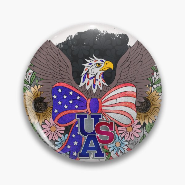 Artikelvorschau, USA-Adler, patriotisches Schleifen-Sonnenblumen-Design – Schwarze Aquarellfarbe entworfen und verkauft von Ink & Kind Studio.