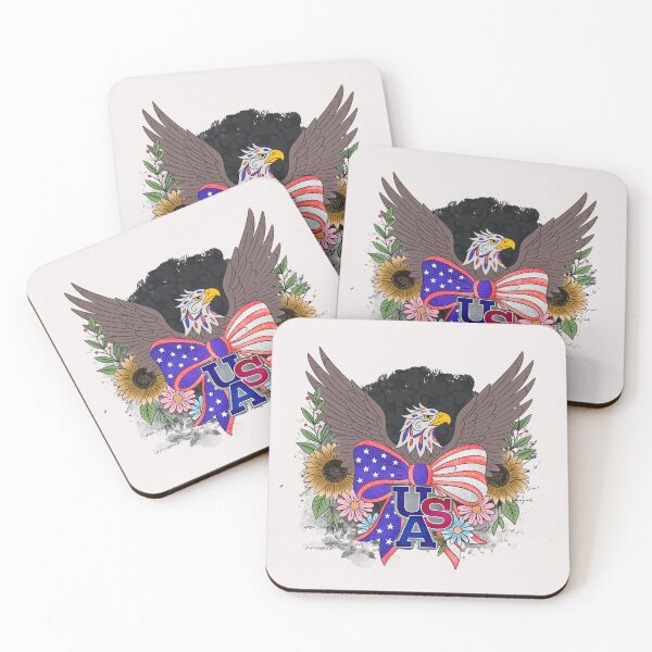Item preview, USA Eagle Patriotic Bow Sunflower Design – Black Watercolor designed and sold by therealkbyers.