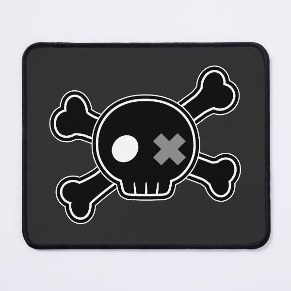Item preview, Black White Emo Punk Cartoon Skull Crossbones designed and sold by MIMIWIWI.