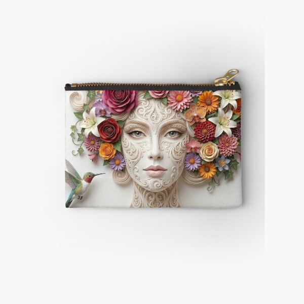 Item preview, Paper-Cut Woman Fantasy Portrait: Blossoms & Hummingbirds designed and sold by ValhallaFantasy.