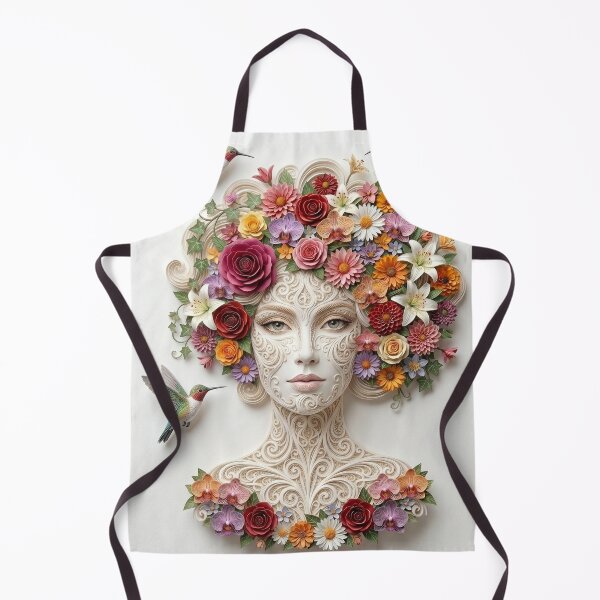 Item preview, Paper-Cut Woman Fantasy Portrait: Blossoms & Hummingbirds designed and sold by ValhallaFantasy.