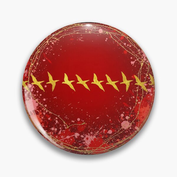 Item preview, Red Gold Birds Circular Silhouette Pattern Design designed and sold by PixorStudio.