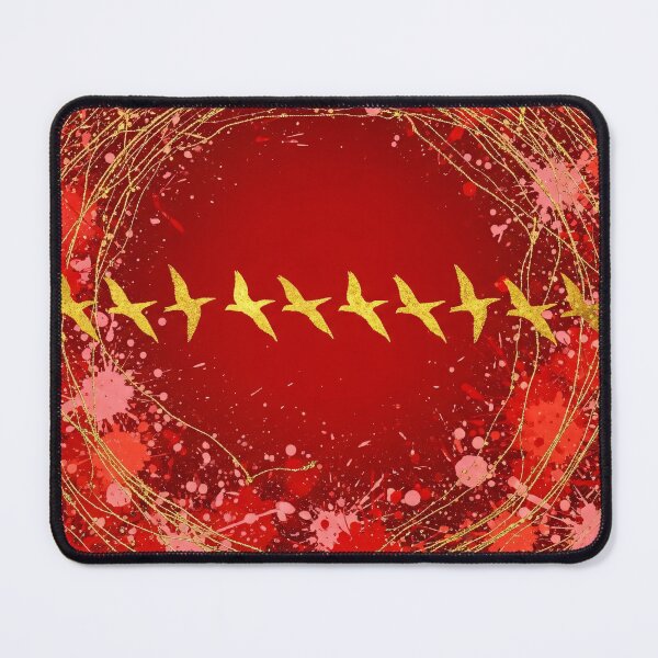 Item preview, Red Gold Birds Circular Silhouette Pattern Design designed and sold by PixorStudio.