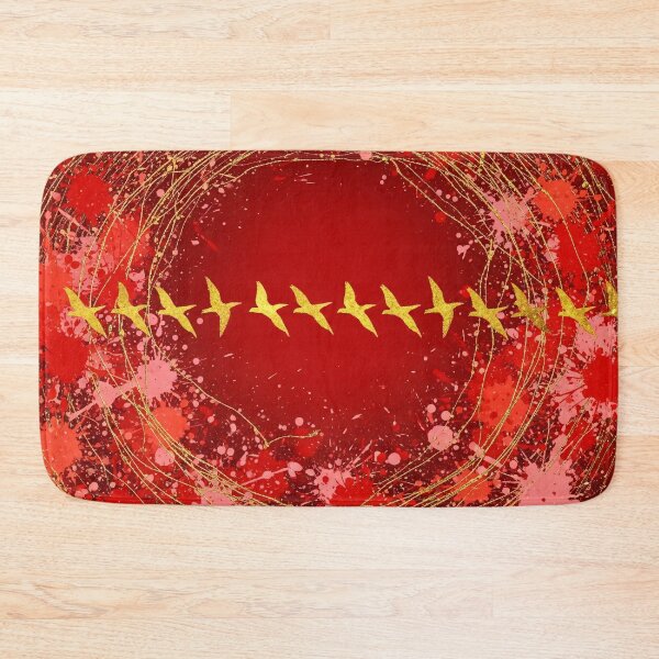 Item preview, Red Gold Birds Circular Silhouette Pattern Design designed and sold by PixorStudio.