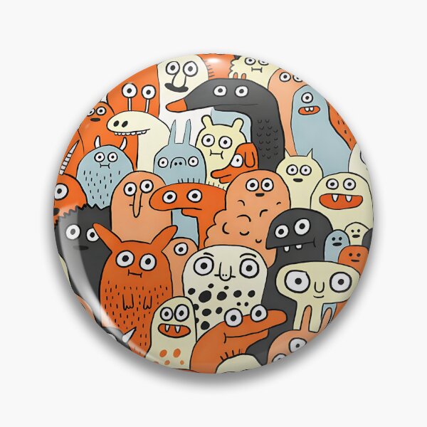 Item preview, Quirky Monster Crowd - Minimalist Doodle Art designed and sold by LumePrint.